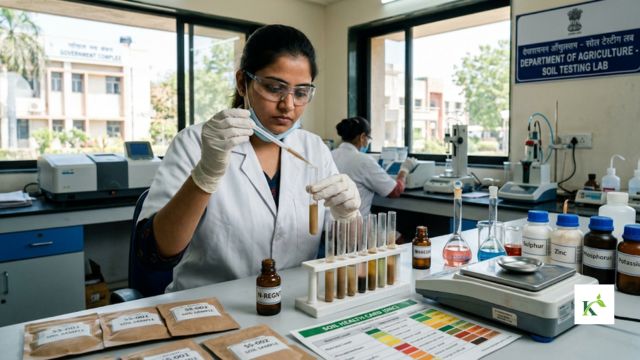 A lab technician testing soil samples